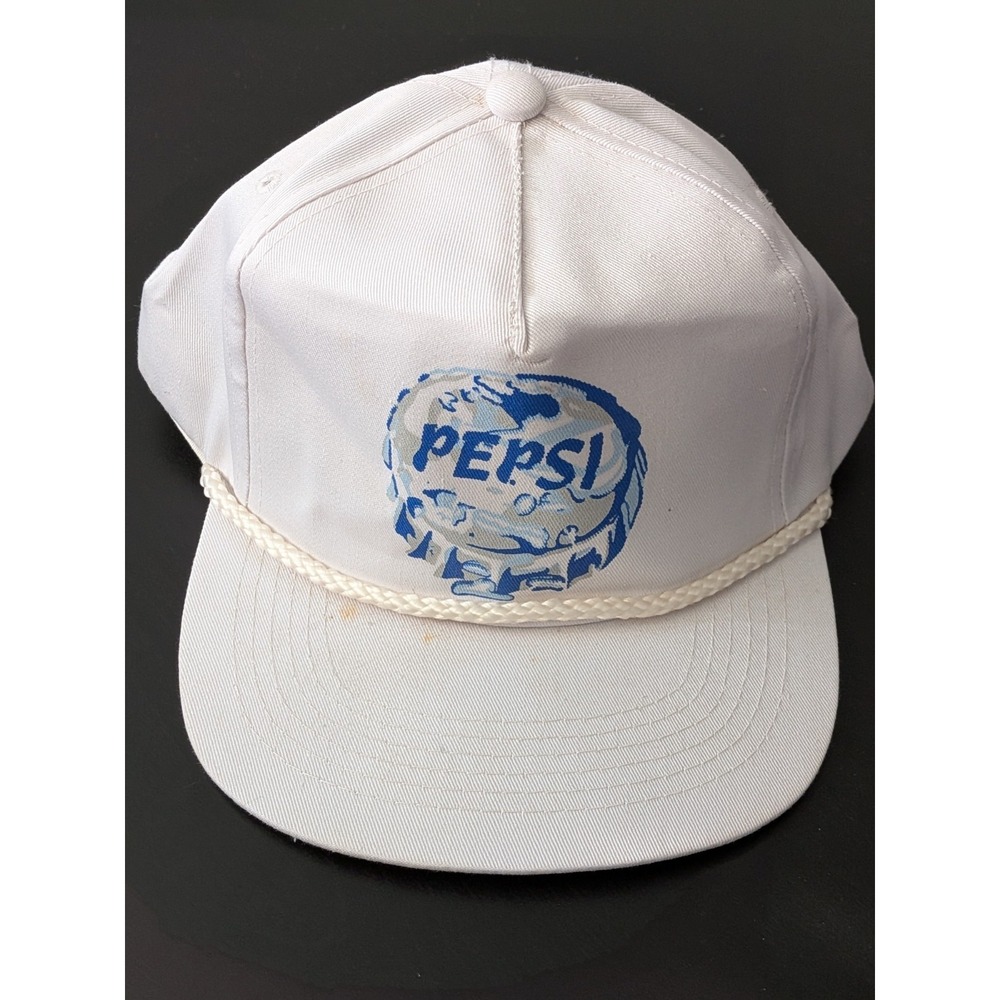 Vintage Pepsi Hat Trucker Snapback White Bottle Cap Logo OSFM By Fahrenheit‎